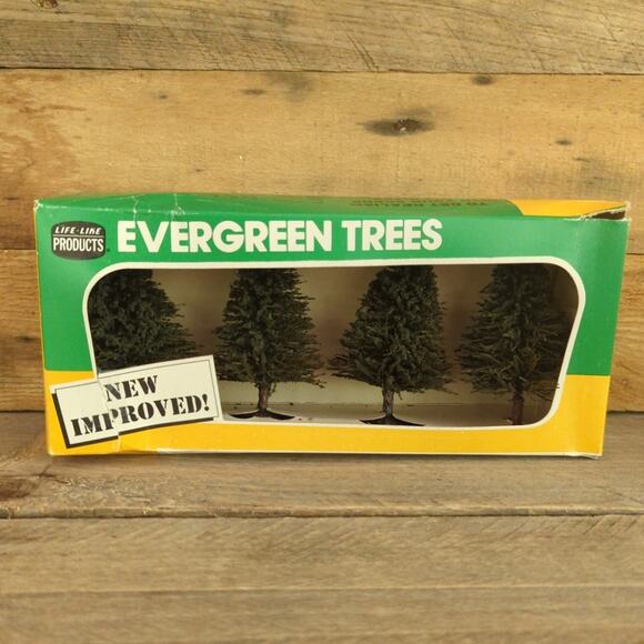 Vintage 1970s Life Like Products Evergreen Trees 01003 Original Box Bottle Brush - Picture 2 of 10